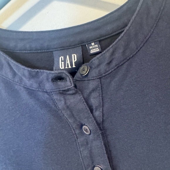 GAP Navy Blue Tiered Dress cotton tunic 3/4 length sleeves size medium - Picture 2 of 3